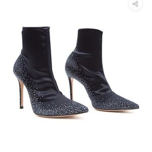 NEW NIB GIANVITO ROSSI EMBELLISHED Raso SOCK BOOTIES 37.5